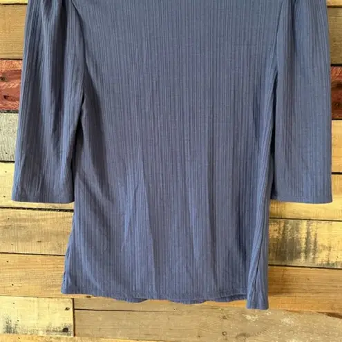 W5  Blue‎ Ribbed Collar Top Size Medium