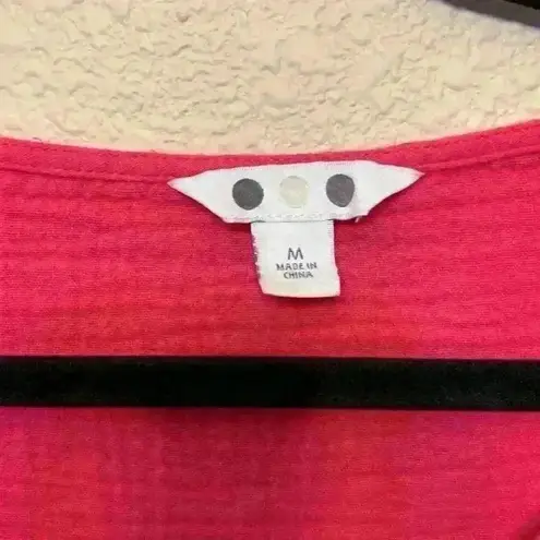 Three Dots hot pink shirt sz M Barbie lightweight natural fibers breathable