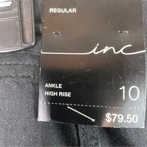 INC International Concepts Size 10 Ankle High Rise Black Cargo Pants W/T…