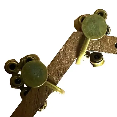 Pink rhinestone brass clip on earrings