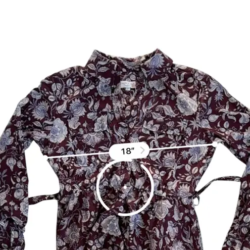 Derek Lam Collective Floral Shirt Dress Midi Burgundy Purple XS / 2 Retail $430