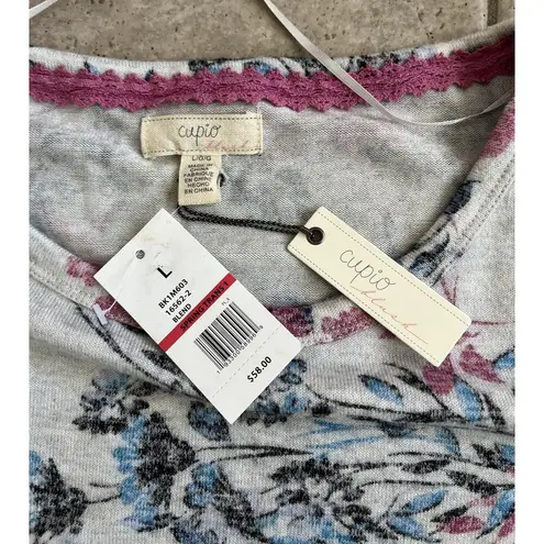 cupio Cupid Size Large Blush Floral Spring Pullover Sweater Top NWT