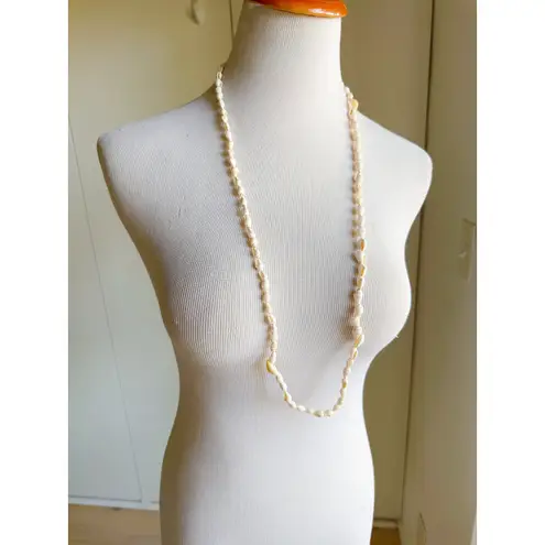Vintage Set of Seashell Necklace Long Strands Beige Beachy Neutral