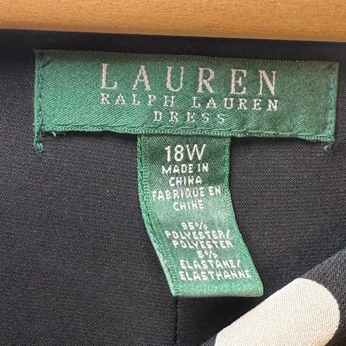 Ralph Lauren Lauren  Polka Dot Twist Front Sheath Dress Classic Old Money 18W NEW