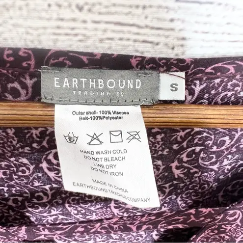 Earthbound  Bohemian Bell Sleeve Maxi Dress with Side Slit Size Small Pink/Black