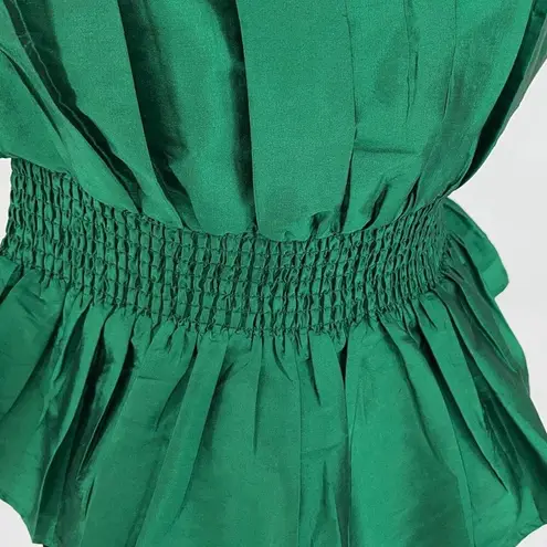 Majorelle  Revolve Women’s Lined Ruffled Smocked Waist Strapless Blouse Green Lar