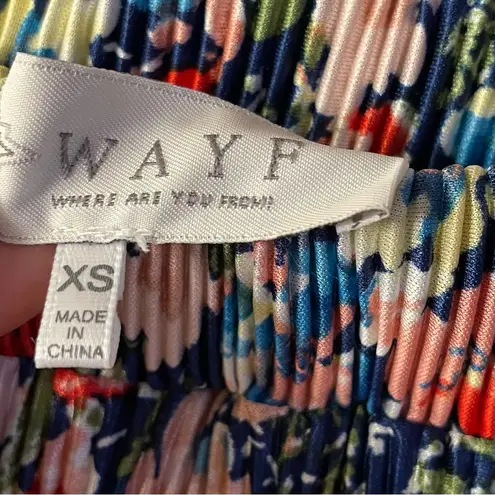 WAYF Blue Floral Pleated Maxi Skirt Size XS EUC
