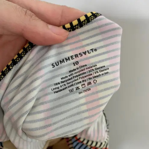 Summersalt The Classic Square Neck One Piece Swimsuit Mod Stripe Size 10 Womens