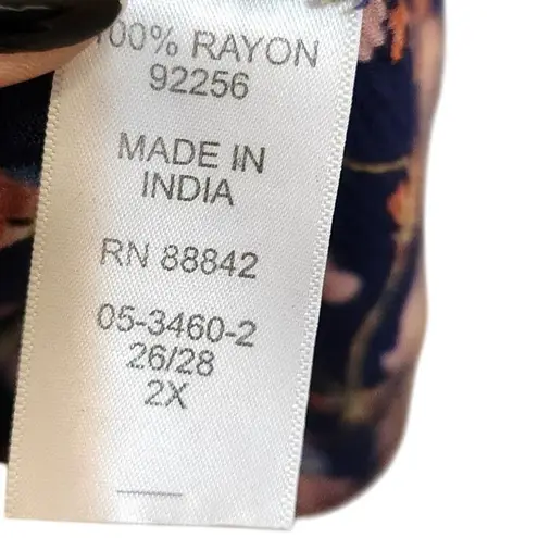 Woman Within Sleeveless Multicolor Floral V-Neck Crinkle Shift Dress Size 2X