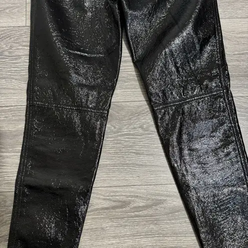 Stradivarius  Women Black Polyurethane Modern Skinny High Rise Size 2
