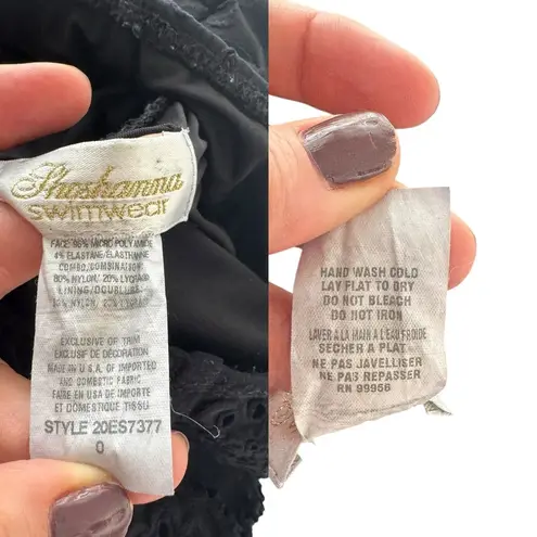 Shoshanna Black Embossed Stretch Eyelet High Neck One Piece Swimsuit Zero 0 XS