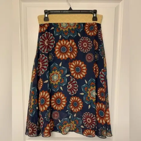 LuLaRoe Women's  Lola Skirt Navy Printed Sheer Lined Skirt Size Small EUC #5836