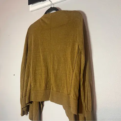 Garnet Hill Easy Linen Drape Front Cardigan Green Button Oversized Lagenlook M