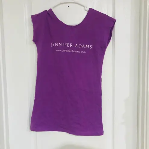 Adams Jennifer T-Shirt Women's Spellout Cap Sleeve Tee Top Purple Size Medium