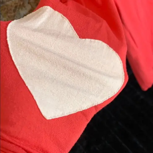 Solemio Coral Fitted Long Sleeve T-Shirt Cream Heart Patches at Elbows Small