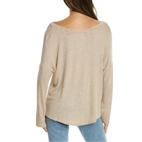 Eberjay Eberjey Elon Rib Knit V Neck Pullover Oatmeal Size Medium NEW