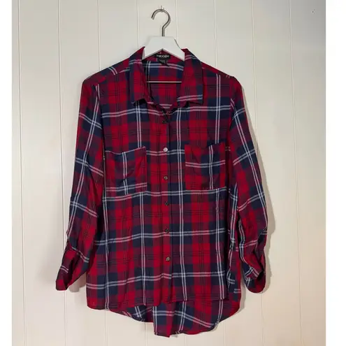 Stoosh Womens Shirt Womens XL Red & Blue Plaid Button-Up