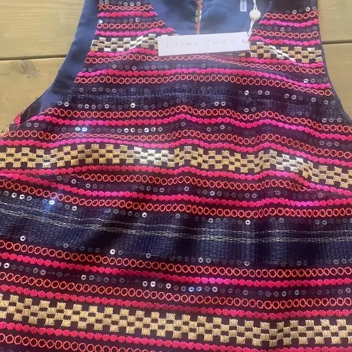Trina Turk ‎ Purple Pink Aracari Sleeveless Round Neck Sequin Tank Top