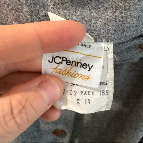 Vintage Late 60s Early 70s JC Penny Wool Blend Button Up Midi Skirt Grey Gray Size M