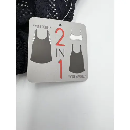 Gossip 2 in 1 Strappy Bikini Top and Cover Shirt Black Size S NWT