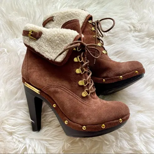 BCBGeneration  ‘Melo’ Suede Brown Leather Bootie with faux fur