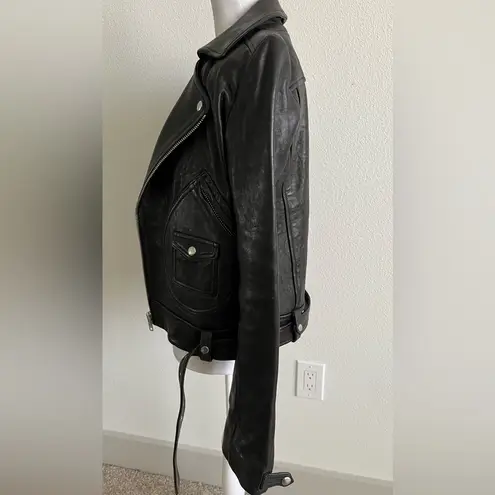 IRO Black Leather with dark navy accentMoto Jacket scotsdal