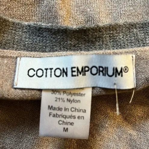 Cotton Emporium Sweater Womens Medium Brown Gray Striped Cardigan Neutral Preppy