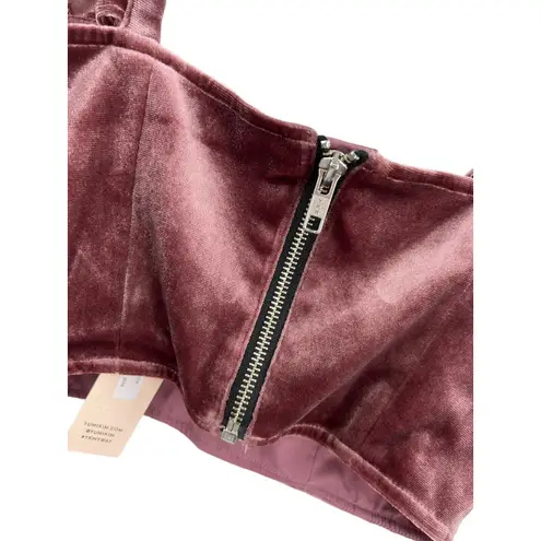 Yumi Kim Velvet Bustier Crop Mauve Small New