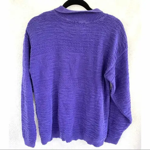 Vintage Purple Eclectic Grandpa Textured Collared Retro Preppy Golf Sweater