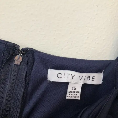 City Vibe NEW NWT Solid Navy Blue Mini Fit & Flare Dress Party Wedding JUNIORS