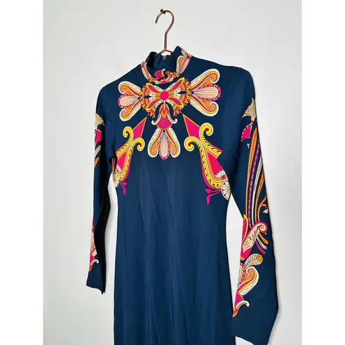 LA DOUBLEJ Navy Paisley Gold Pendant High Neck A