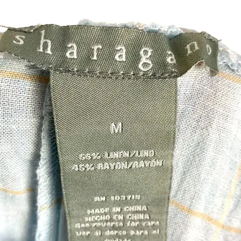 Sharagano Linen Blend Blue Casual Pull On Pants Size M Resort Cruise Lagenlook