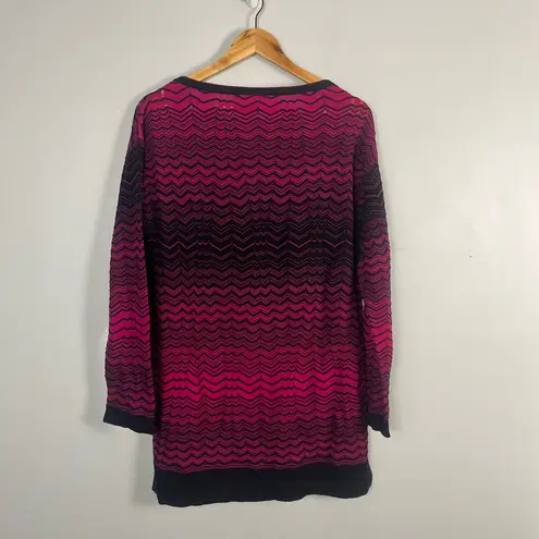 Missoni zigzag lightweight knit tunic sweater size Italian 42 / US 6 pink black