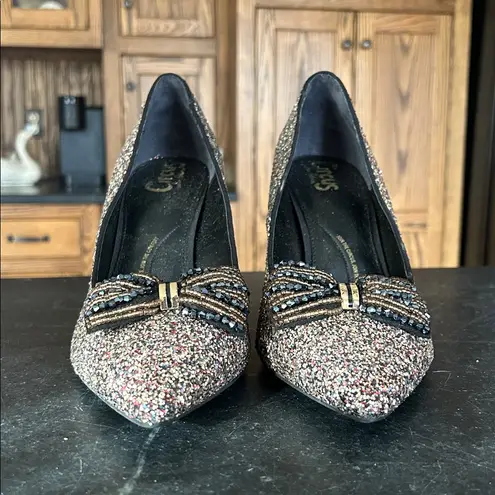 Circus by Sam Edelman Women’s Harriet Gold Glitter Bow Pointed Toe Heels Size 12