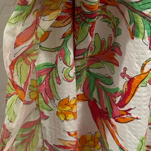 ICIKULS multicolored floral 1/4 zip athletic long mesh sleeve XL Orange