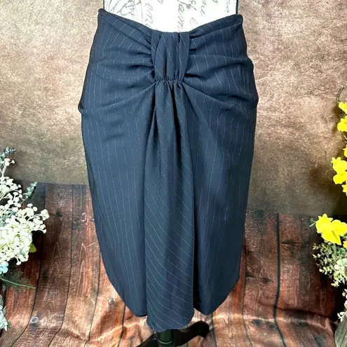 Armani Collezioni Bow Front Pin Stripe A-Line Skirt Midnight Size 10