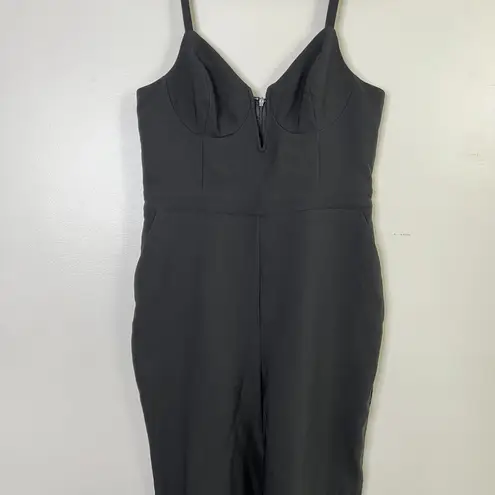 Lovers + Friends NWT  Black Full Length Jumpsuit Adjustable Straps Wide Leg