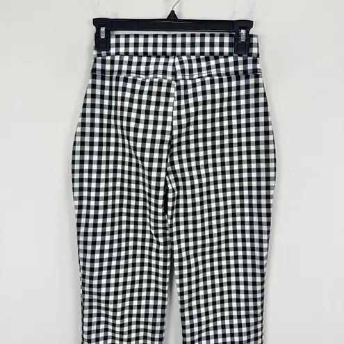 Free People  Florence Crop Flare Gingham Pants Stretch Cotton Blend Retro XS