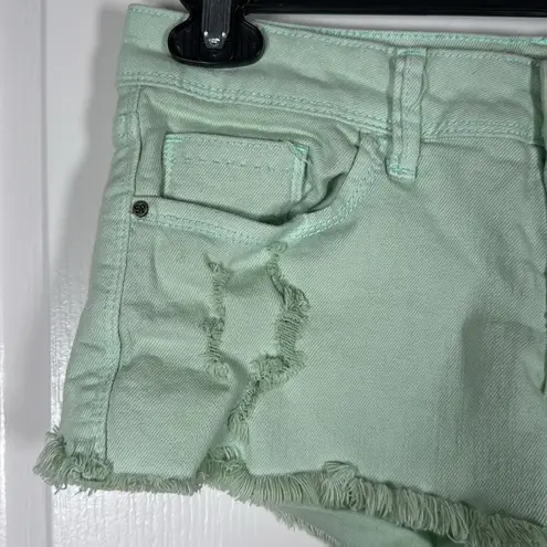 Sneak Peek Denim Green Booty Shorts Size Small EUC #VEG