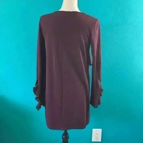 ZARA  Red Wine Long Sleeve Ruffle Dress in size small