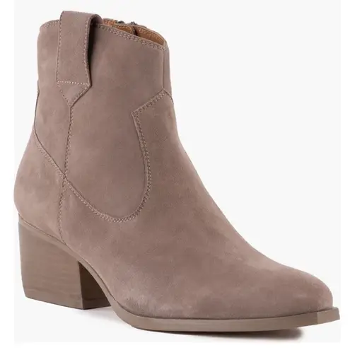 Seychelles Anthropologie Upside Taupe Suede Booties New!