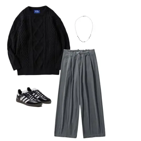 Aelfric Eden Vintage Cable Knit Sweater Oversized Pullover, Black, Size XXL, NWT