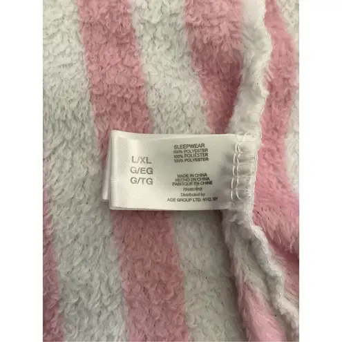 PJ Couture Striped Fleece Bath Robe Sleepwear Pajamas Pink Size L