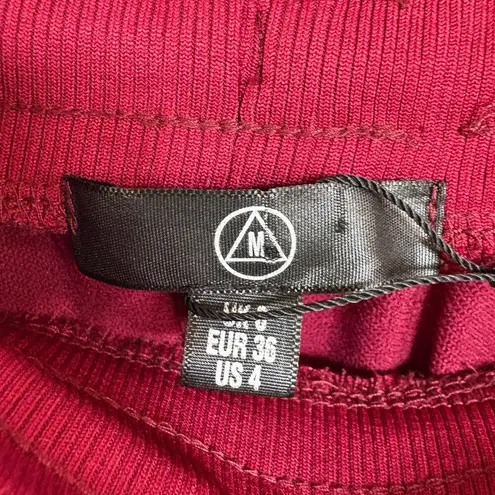 Missguided Streetwear Basketball Burgundy Red Athleisure Snap Front Pants Sz 4