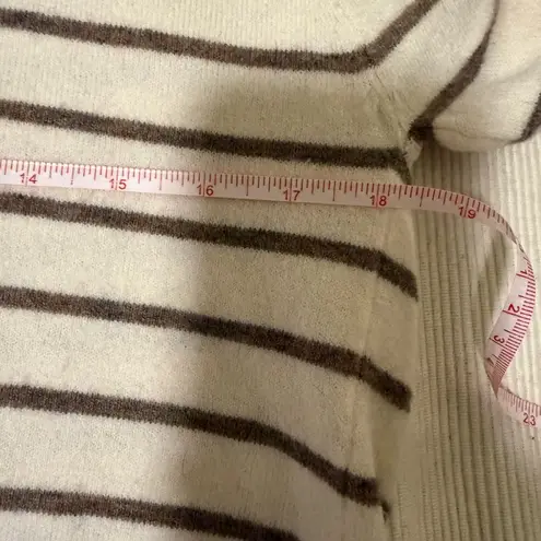 Daniel Cremieux Cremieux Cream Brown Stripe Turtleneck Knit Sweater Medium - Image 3