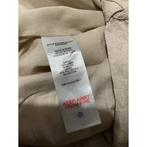 Jason Wu Linen Blend Tan Khaki High Rise Trousers Braid Accent 6 Cropped