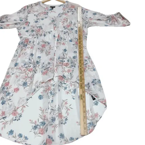 Torrid  00 Floral Cottagecore High Low Button Down Shirt Dress Roll Sleeve Blouse