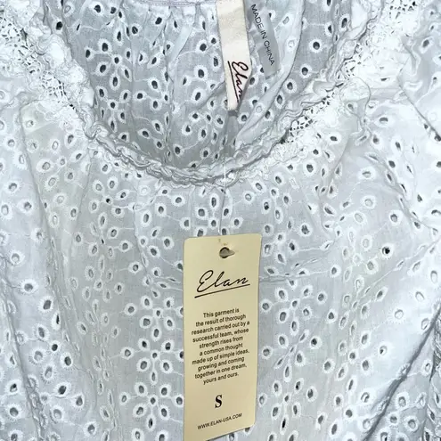 Elan Aria White Eyelet Off The Shoulder Cropped Top Small NWT