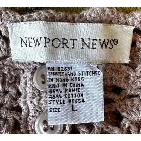 Newport News Vintage Crochet Dress Girls Large Tunic Taupe Short Sleeves…