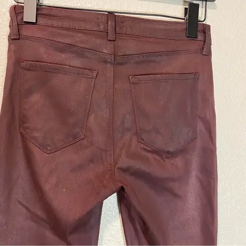 L'Agence  Jeans Womens Size‎ 28 Margot High Waist Bordeaux Glitter Coated Skinny